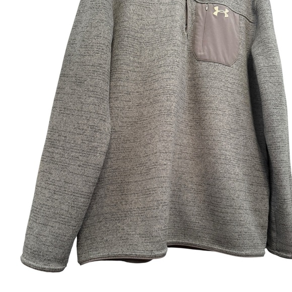 Under Armour Brown Heather 1/4 Snap Fleece Pullover Loose Fit XL - Picture 2 of 6